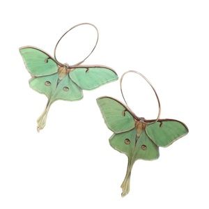 Lime Green Acrylic Moth Drop Earrings